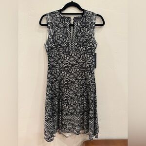 Adorne Black and White Floral Mini Dress